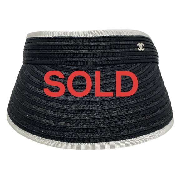 CHANEL - Black White Non-designated fiber (paper) Cotton Viscose Hat 664-061225 - Picture 1 of 7